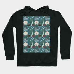 Moonlit night in a garden in green Hoodie